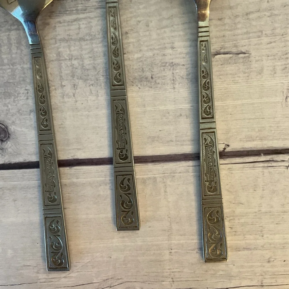 Riviera RIF4 Stainless Flatware Japan Set Of 5 Oval Place Spoons MCM Vintage